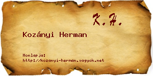 Kozányi Herman névjegykártya