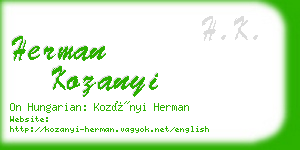 herman kozanyi business card
